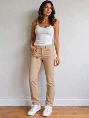 AG Adriano Goldschmied The Stilt Cigarette Leg Jeans Women's 25x30 Beige USA